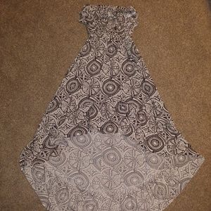 Strapless black & white print stretchy dress